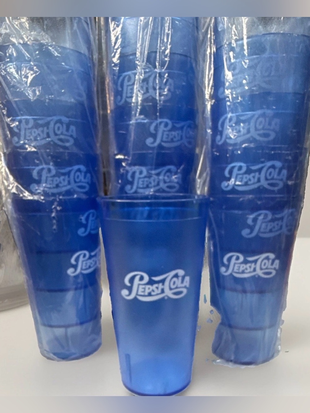 NEW Pepsi Cola Vintage Logo Blue 20oz Tumblers Set Advertising Soda Collectors